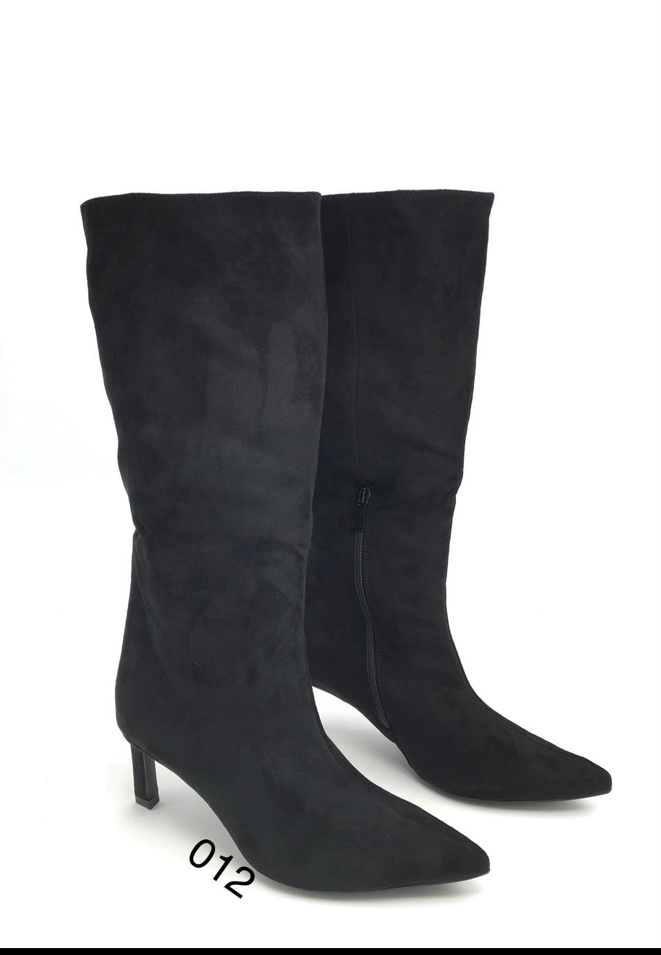 zwarte suedelook laars met korte hak