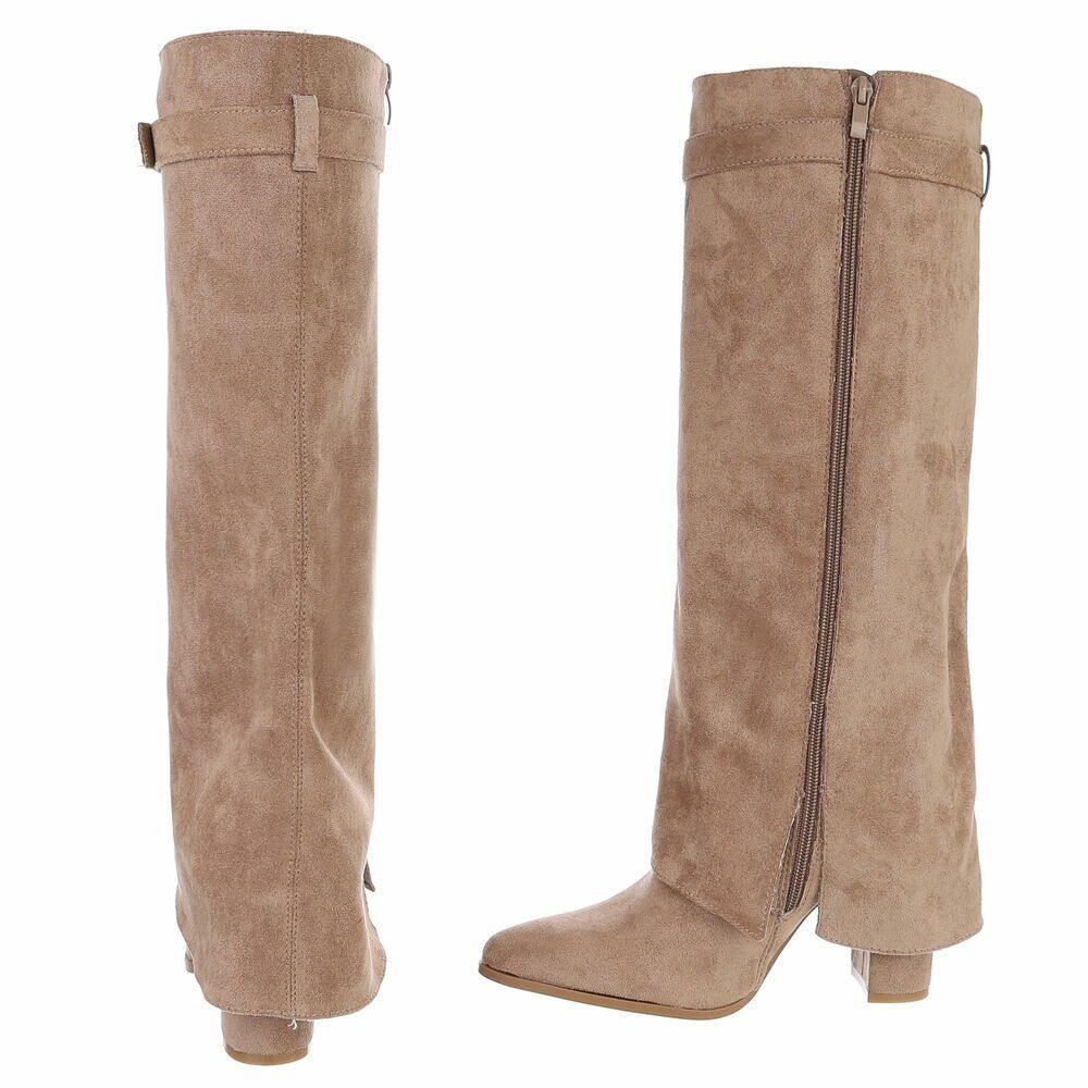 Khaki Suede look omslag laars (tiktok)