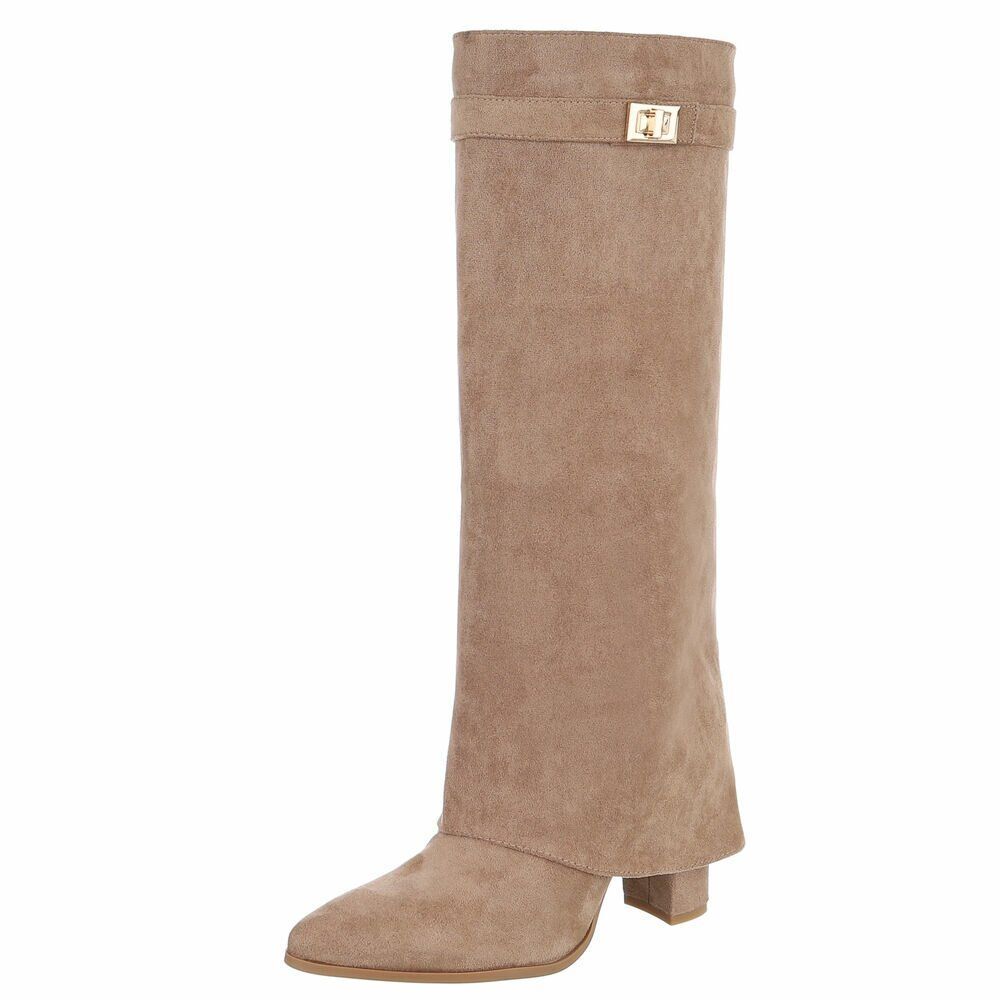 Khaki Suede look omslag laars (tiktok)