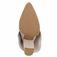 beige leder look omslag laars met gouden slotje