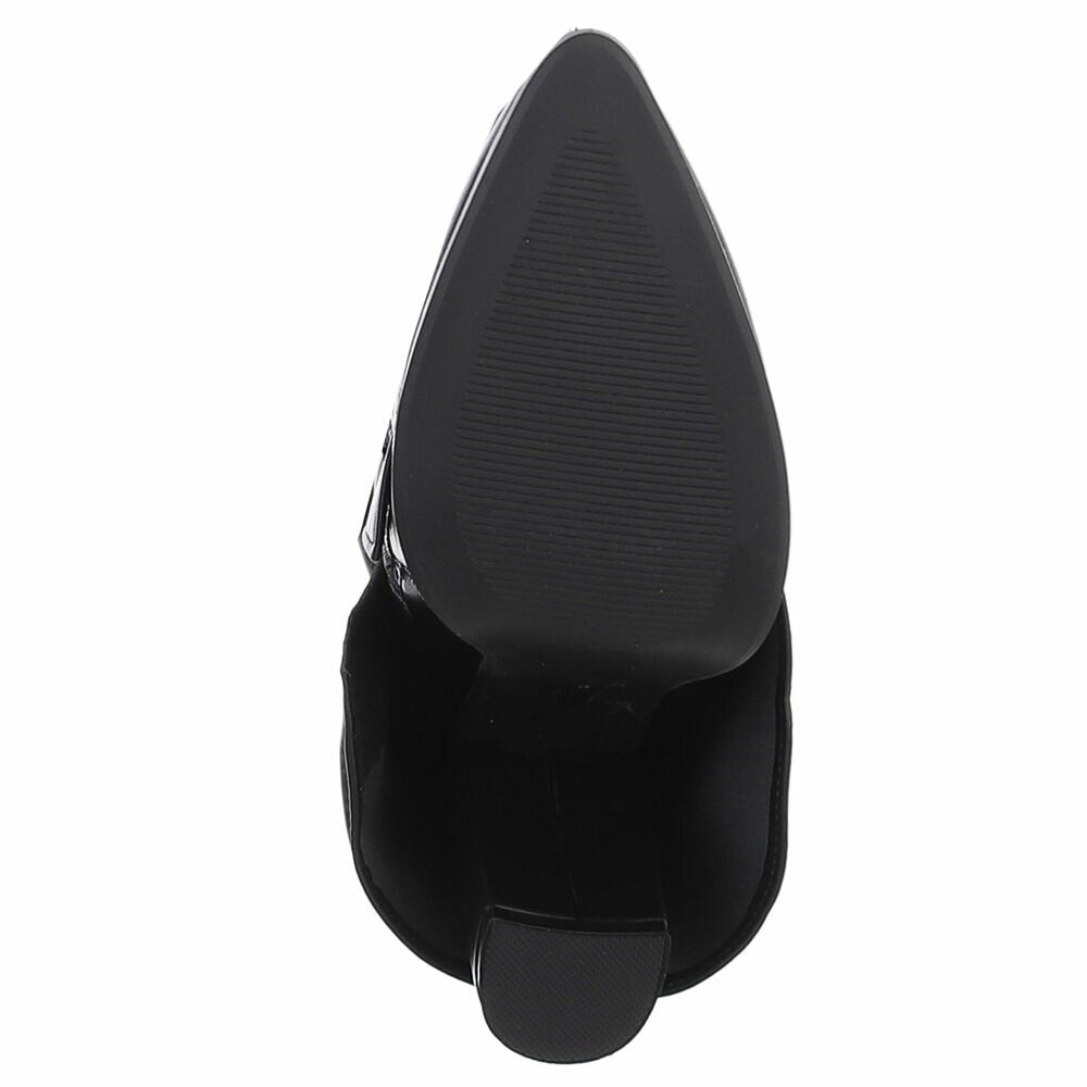 Black leder look omslag laars met gouden slotje