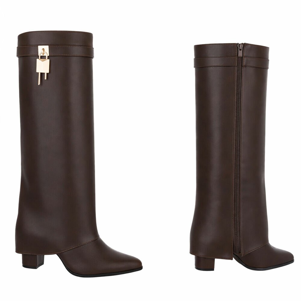 Trending TikTok Laars met Omslag - Dark brown