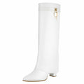 white leder look omslag laars met gouden slotje